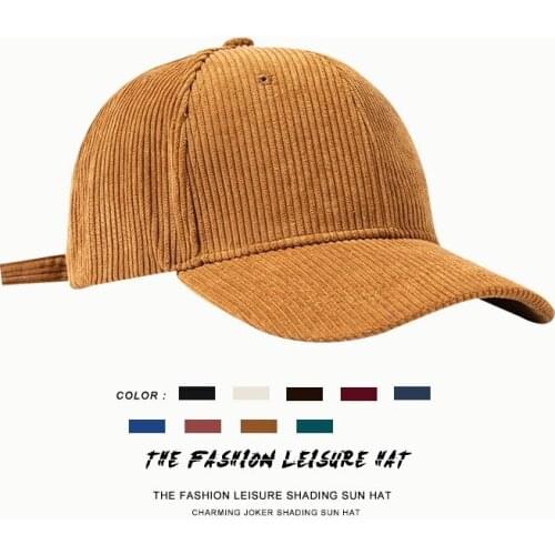 Corduroy Solid Color Matching Baseball Cap Male and Female Students Casual Soft Top Hat Japanese Big Head Warm Peaked Cap