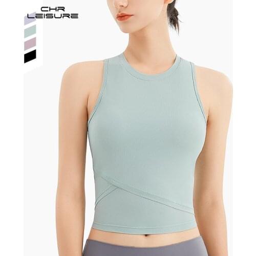 CHRLEISURE Tank Top Female with Chest Pad Womens Summer Tank Tops Ribbed Top Women Shirts for Summer Camisole