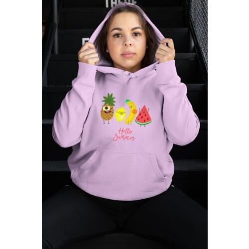 Angemiel Wear Hello Summer Tropical Pink Women 'S Hooded Sweatshirt