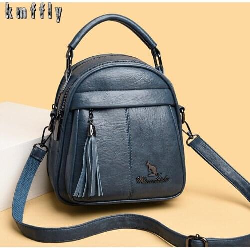 KMFFLY Soft Leather Women Backpack Female Small Shoulder Bags for Women Travel Backpack Mochila School Bags for Teenage Girls