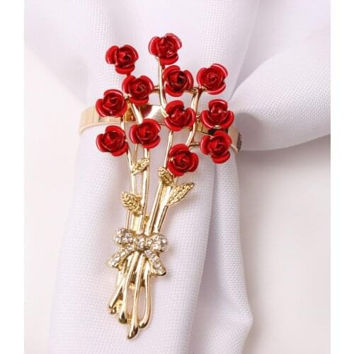 10pcs Valentines Day Series Rose Flower Napkin Button Napkin Ring Napkin Ring