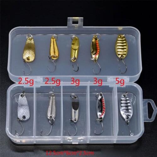 10pcs/lot Fishing Lures Spoon Bait Metal Lure Kit Artificias Hard Bait Fresh Water Bait Set Fishing Geer