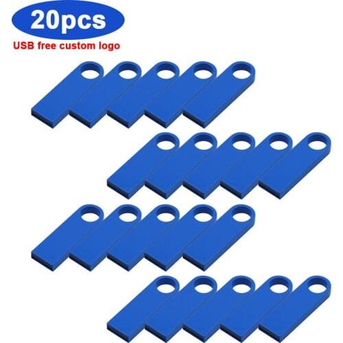 20pcs/lot stainless steel USB flash Drive pen drive Usb 2.0 pendrive 64GB 32GB 16GB 4GB Flash Memory 128GB free custom logo usb