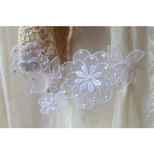 30Pieces 17X9cm White Beautiful Flower Costume Sewing Applique DIY Craft Fabric Venise Trim Lace Patch