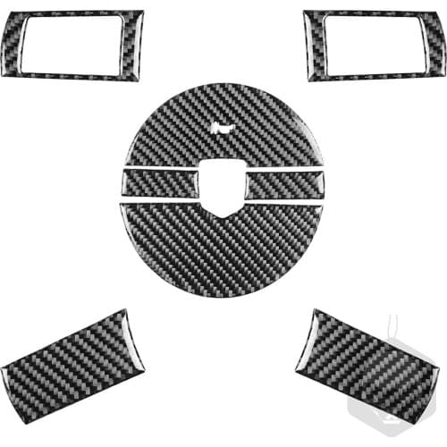 8pcs/set Sticker Cover Trim Car Styling Accessory Carbon Fiber Steering Wheel Sticker Cover for Dodge Challenger 08-10