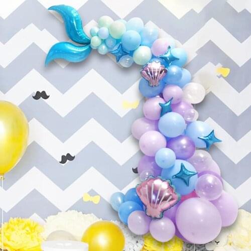 87 PCS Mermaid Tail Balloon Arch Set Garland Set Latex Balloon Mermaid Party Decorations Supplies Wedding Girl Birthday Party