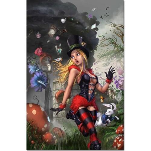 Diamond painting diy cartoon girl rabbit diamond Mosaic 5d diy diamond embroidery Cat home decoration A1353