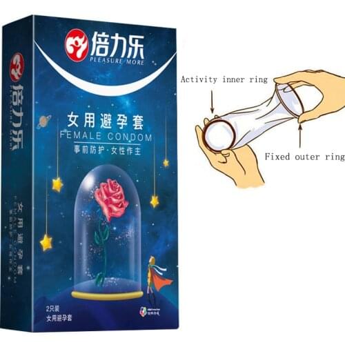 Beilile Size 75mm Female Condoms Male Penis Cock Sleeve Release Penis Freely Erotic Goods Contraceptive Condoms for Women 2pcs