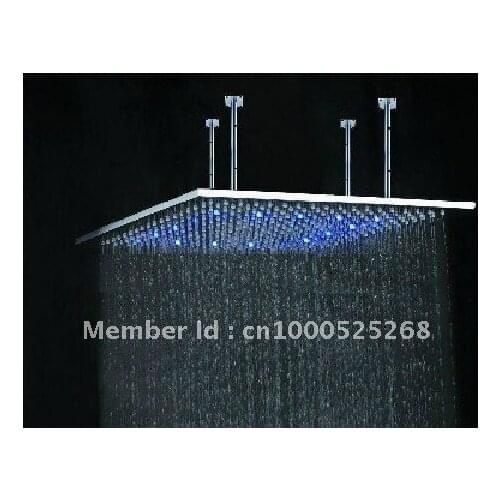 Free Shipping 600*600mm LED shower head with stainless steel self-powered led shower head light shower three color