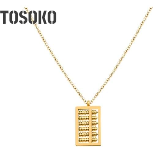 TOSOKO Stainless Steel Jewelry Abacus Pendant Necklace Sexy Clavicle Chain Women BSP607
