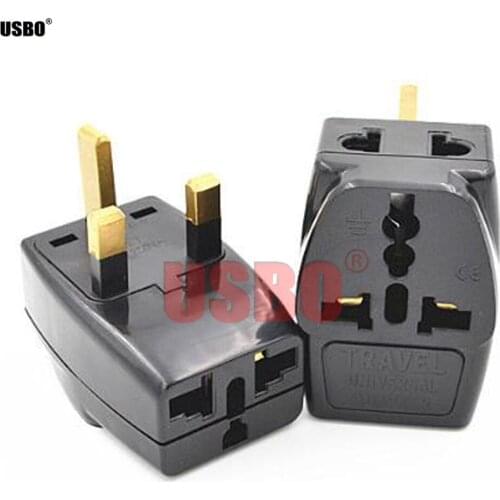 Black 13A 250V 3-into-1 England India Hong Kong Singapore Malaysia travel adaptor plug universal socket convertor Type-I