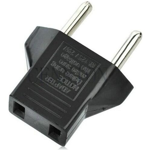 Black 2 pin US to EU AC Power PlugTravel Adapter Trip Convertor for Europe Countries 100pcs free cn post