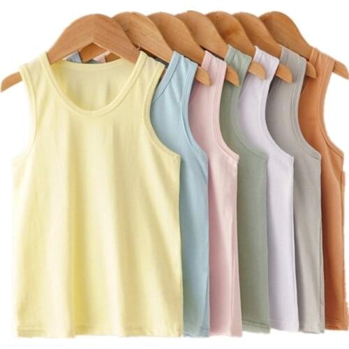 Children clothes white sleeveless cotton tops age for 2 - 12 yrs baby girls boys underwear 2020 new summer girl boy simple vest