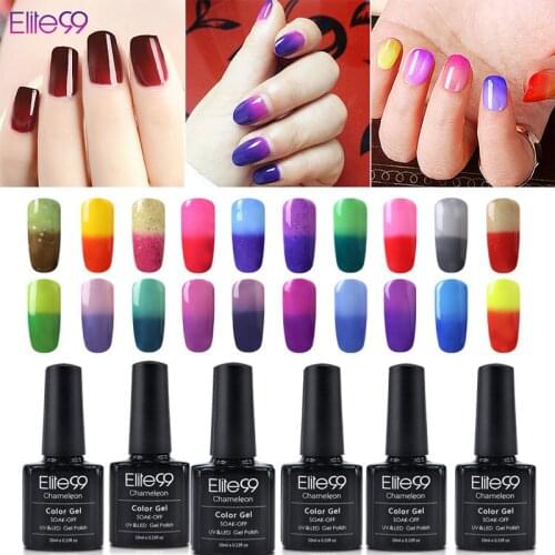 Elite99 Soak Off 100 Colors UV Gel Lacquer Temperature Change Color Gel Varnish Thermo Semi Permanent Lucky UV Gel Nail Polish
