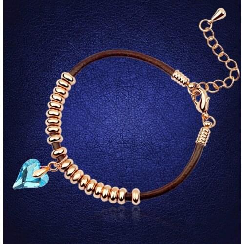 Hot Sell Heart Bracelet Love Pulseras For Women Crystal From Swarovski Cristal Bijoux Gold Color Jewelry