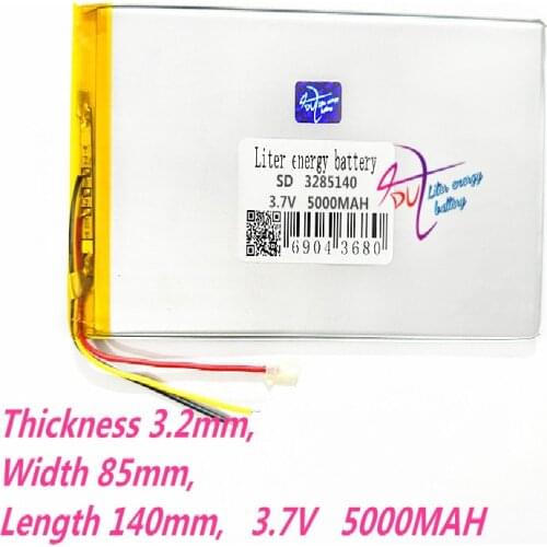 3 line Liter energy battery 3285140 3.7V 5000MAH 3085140 Universal Li-ion battery for tablet pc 8 inch 9 inch 10 inch 11 inch