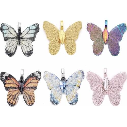 LOULEUR 7 Colors Charm Fashion Butterfly Necklaces Pendant for Women Girl Gold Copper Pendant For Jewelry Making Gift