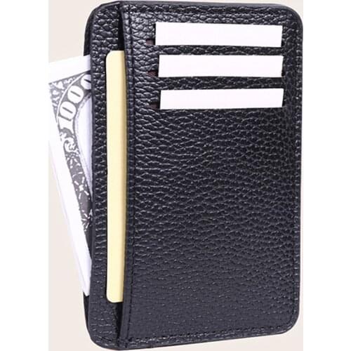 Leather Wallet PU Cash Credit ID Card Holder Ultra-thin Purse Money Case for Men Women Fashion Mini Bag Business Holder Purse
