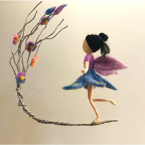 Non Unfinish Fairy Wool Needle Felt Kit Handmade Girl Elf Princess Needle DIY Kit For Beginner Body Frame Basic Wool Felted Toy