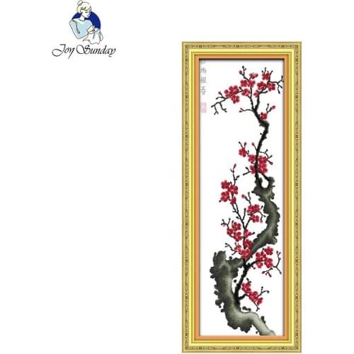 Joy Sunday Needlework Cross Stitch Sets for Embroidery Kits Red Plum Announcing Spring Come Counted Stamped Cross-Stitch pattern