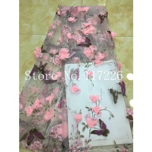 Nigerian Lace Fabric JRB-52603 with beads 3d flower Nice design embroidered African Cord Lace Fabrics