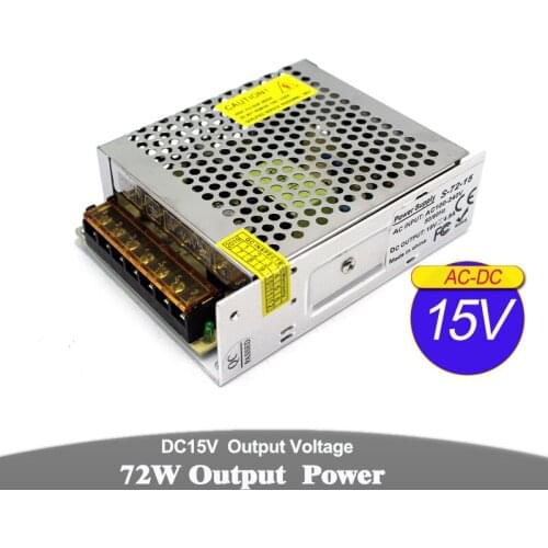 New 15V 4.8A 72W Switching Power Supply DC15V SMPS For LED Strip Light Display CCTV Advertisement Free shipping