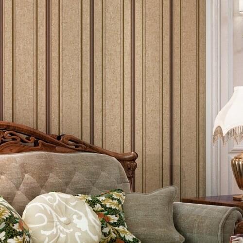 Beibehang American minimalist retro striped wallpaper non-woven living room bedroom vertical vertical stripes decorative wall