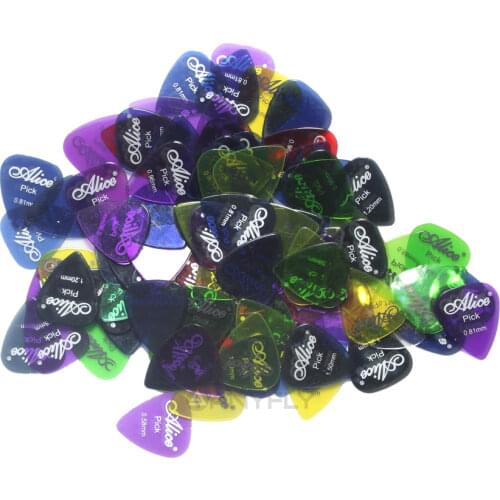 Original Alice AP-50H 50Pcs/Set Clear Transparent Colorful Guitar Picks Assorted Thickness Colors Wholesales