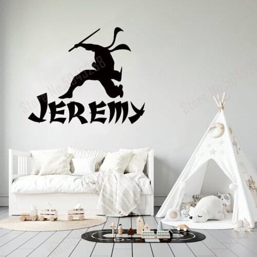 Personalized Name Ninja Wall Decal Samurai Wall Sticker Warrior Wall Decor Decals for Boys Room Decor Name Custom Nursery Z670