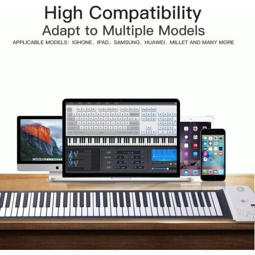 Portable Midi Digital 49 Key Piano Keyboard Soft Controller Synthesizer Roll Up Piano Beginner Electronic Musical Instruments