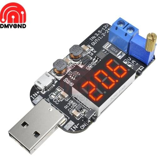 With Current USB Micro USB 5V to 3.3V 12V 24V Adjustable Buck-Boost Power Supply Voltage Regulator Converter Module LED Display