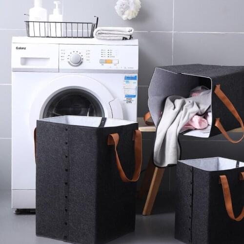 Detachable Dirty Laundry Basket Felt Storage Basket Handle Storage Bucket Laundry Hamper Home Organizer Foldable Laundry Room