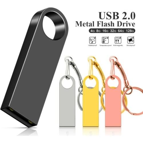 Sliver Golden Metal Pen Drive 64GB USB Flash Drive 8GB 16GB 32GB 128GB Memory Stick Flash Card U Disk 256gb PENDRIVE
