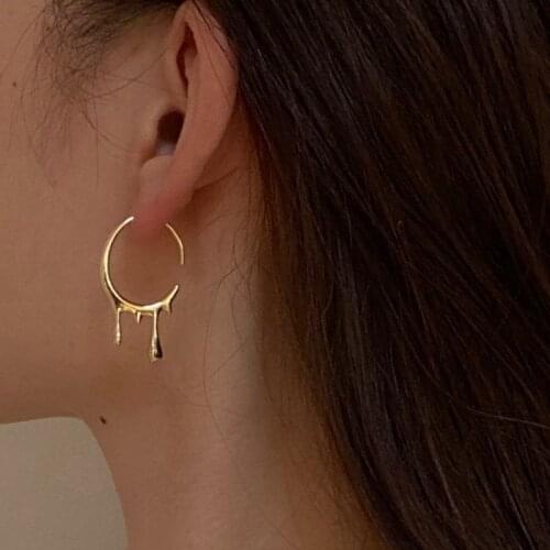 Orgin Summer Minimalist Waterdrop Copper Alloy Hoop Earings for Women Korean Fashion Open Earings Party Jewelry Gift Accessories