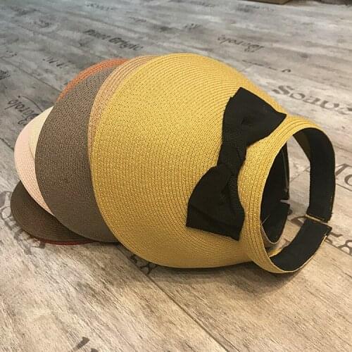 Fashion Bow Sun Cap Simplicity For Women Wide Brim Outdoor Beach Summer Cap Straw Hat Sun Visor Hat Packable Chapeau Free Size