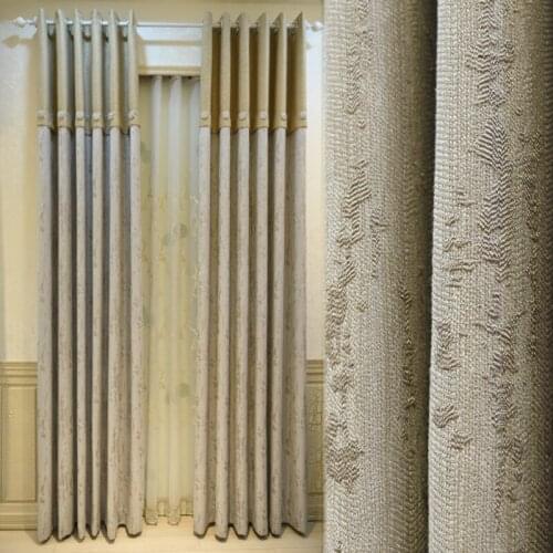 Chenille grey curtain living room bedroom curtain finished European simple modern shading French window bay window curtains