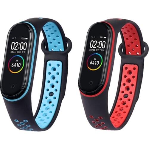 2pcs Replacement Breathable Strap for Xiaomi Mi Band 3 4, Silicone Strap Smart Watch Wrist Bracelet for M3 M4 Mi Band 3 4