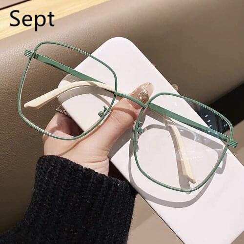 Sept New Anti Blue Light Glasses Oversized Eyeglasess Female Paint Mint Green Glasses Bluelight Blocking Women Men Metal