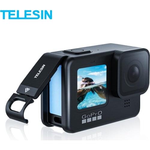TELESIN For GoPro 9 Battery Side Cover Lid Aluminium Alloy Easy Removable Type-C Charging Cover Port For GoPro Hero 9 Black