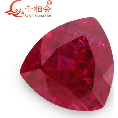 Trillion shape r uby 5# red color natura l cut including minor cracks and inclusions corundum loose gem stone