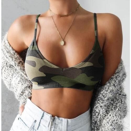 Womens Camouflage Underwear without Steel Ring Summer Wild Sexy Camisole Backless Tube Top