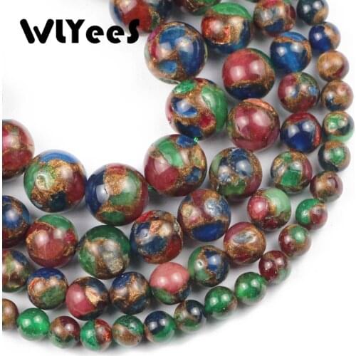 WLYeeS Blue Green Red Natural Agates beads 6 8 10 12mm Nepal Round Stone Spacer Loose beads for Jewelry Making Accessories DIY