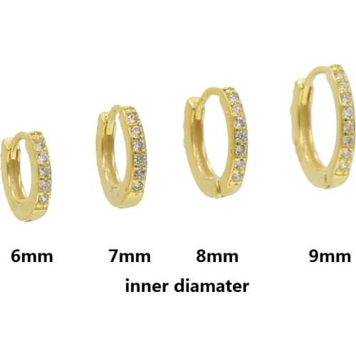 100% 925 Sterling Silver 6mm 7mm 8mm 9mm Mini Huggie Hoops micro pave clear cz earrings minimal delicate Piercing style jewelry