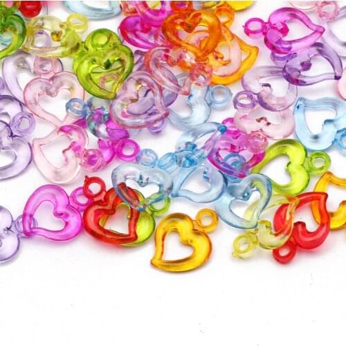 30pcs Mixed Color Heart-Shaped Acrylic Pendant 19x15mm Loose Spacer Beads For Jewelry Making DIY Necklace Bracelet Accessories