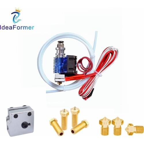 3D Printer E3D V6 J-head Hot End With Fan for 1.75/3.0mm 12V/24V V6 Bowden 0.2/0.3/0.4/0.5mm Nozzle+Volcano Heating Block kit
