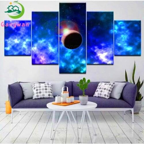 5 pcs diamond painting Blue planet, outer space landscape 5d diy handmade embroidery diamond full square/round drill home decor