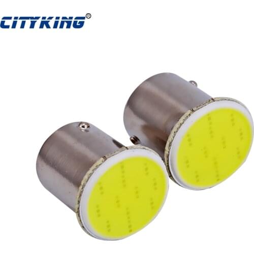 50x High power led S25 1156 COB 12 LED Chip Car auto LED Reverse Lights BA15S Turn Signals Light P21W Tail Lamps White DC12V