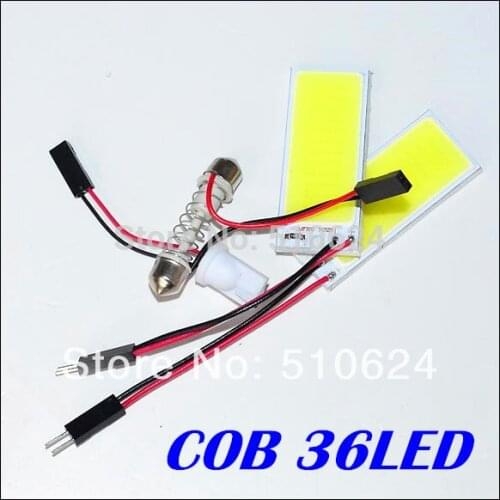 Free shipping Wholesale White 5W COB Chip LED 36led smd Car Interior Light T10 Festoon led Dome Adapter 12V Car LED Panel light