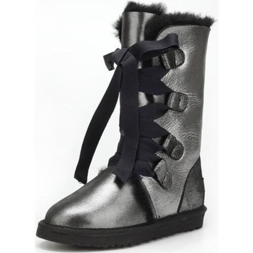 New Australia Non-slip Women Boots Warm Winter Boots Natural Fur Snow Boots Sheepskin Wool Rubber Soles Winter Shoes