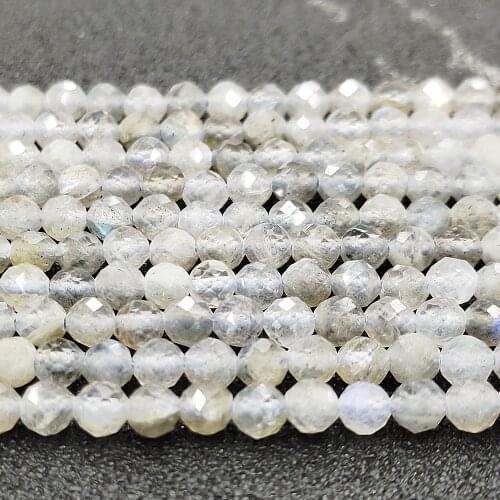 Natural Stone Loose Beads Beaded 2mm Moonstone Round Faceted Beading Making DIY Bracelet Necklace Earrings Jewelry Accessories